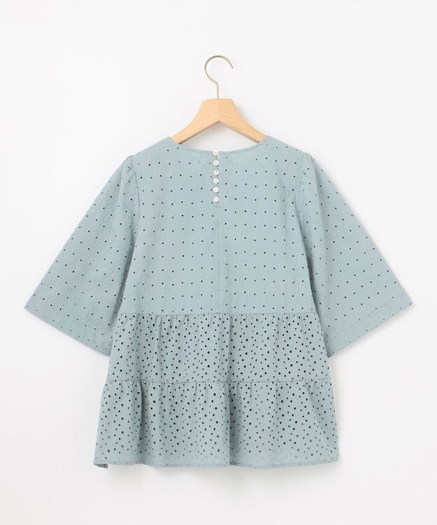 組曲 S エンブロイダリーレースフリル ブラウス スモーキーミント系