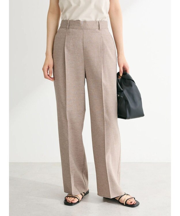 Green Parks 接触冷感　きれいシルエットパンツ（ワイド） Gray Beige