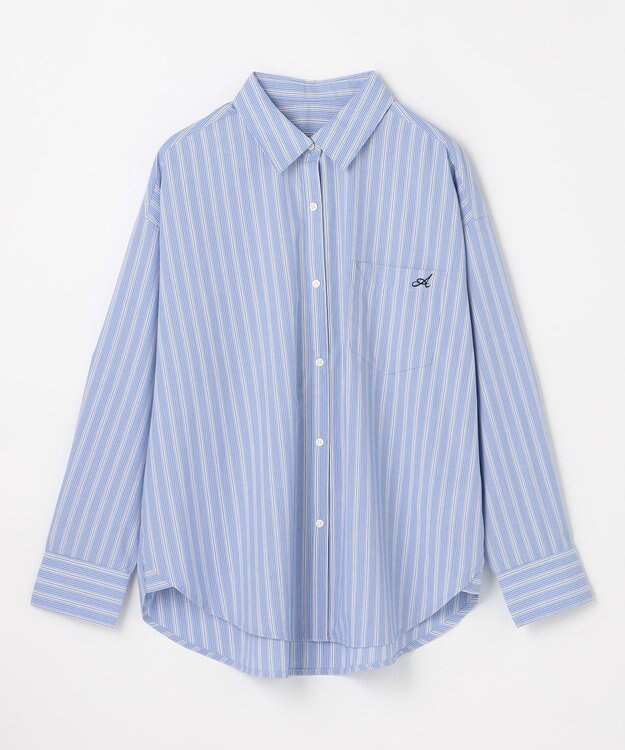 ANY オーバーサイズシャツ ブルーストライプ