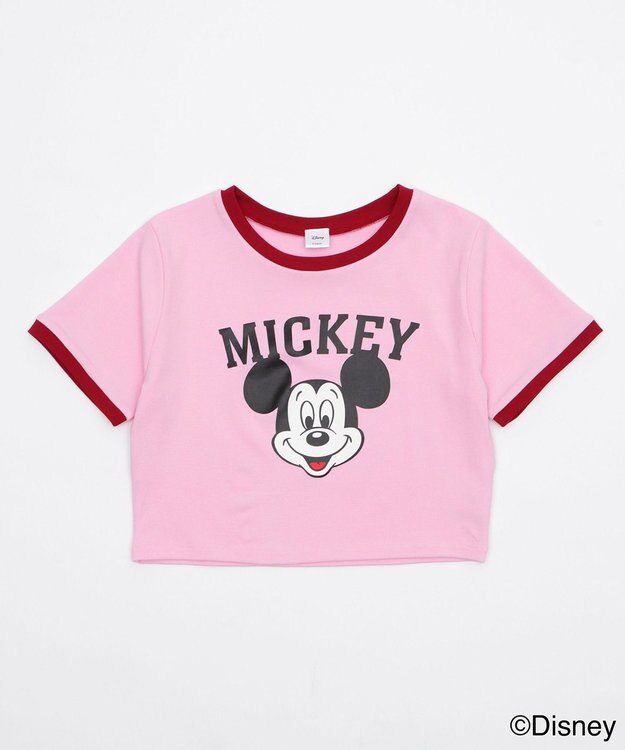WEGO MICKEY　MOUSE／リンガーTシャツ ピンク