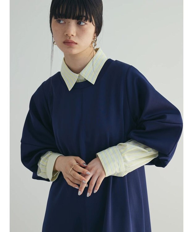 Green Parks armonia. 袖ボリュームポンチワンピース Navy