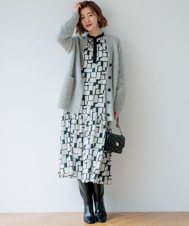 23区 【Oggi11月号掲載】ブラッシュドアルパカ ニットカーディガン ライトグレー系