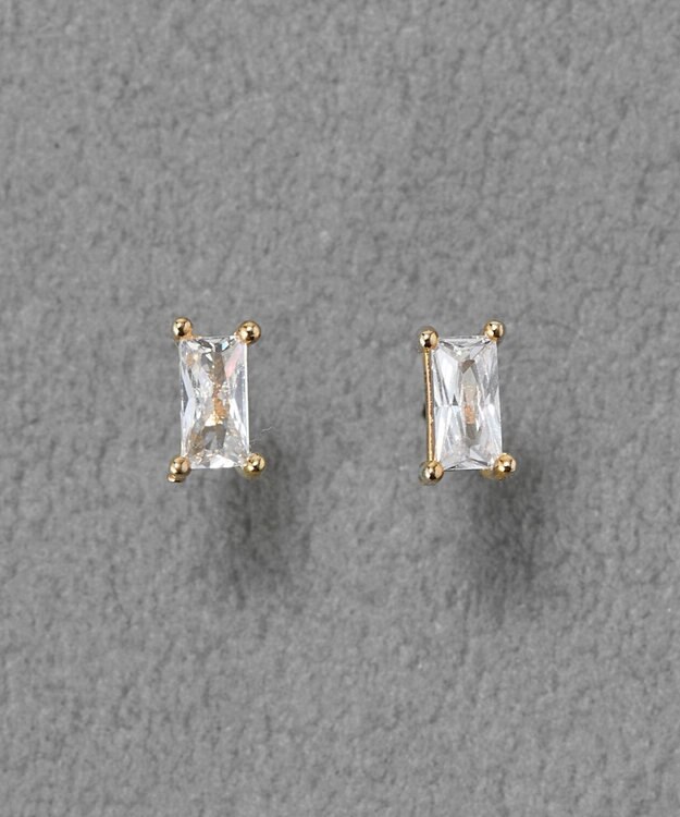 Phoebe シャインフレームレクタングルピアス　クリア クリア