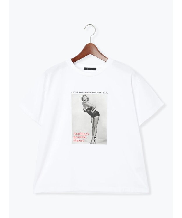 Te chichi マリリンモンローモノクロフォトTシャツ オフホワイト
