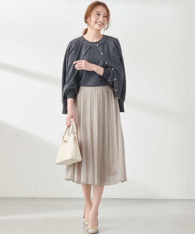 ANY SIS 【前後着用可能】2WAYパフスリーブ カーディガン チャコール