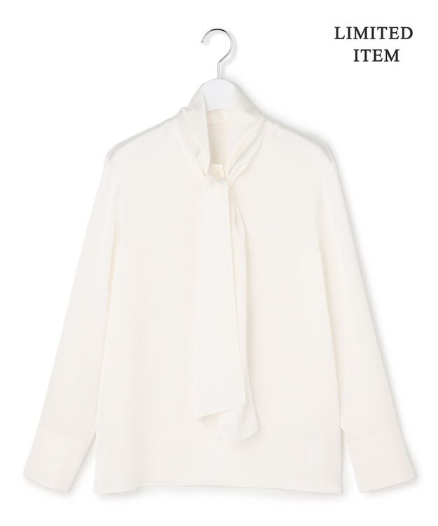 ICB 【WEB限定】 ドレープサテン ボウタイブラウス オフホワイト系