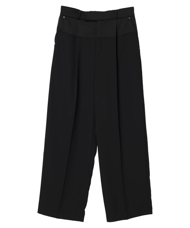 YECCA VECCA サテン切替ストレートパンツ Black