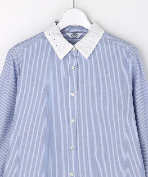 J.PRESS LADIES L 【WEB限定カラーあり・2way】エステネージュ TYPEWRITER STRIPE シャツ サックスストライプ系