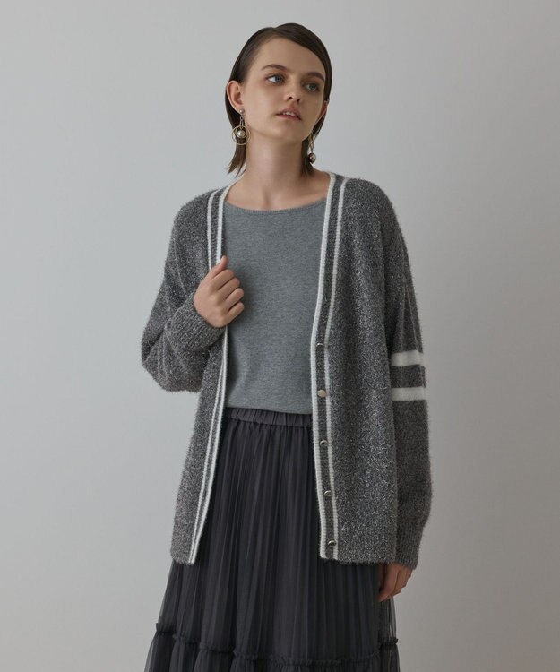 GRACE CONTINENTAL グリッターニットカーディガン グレー