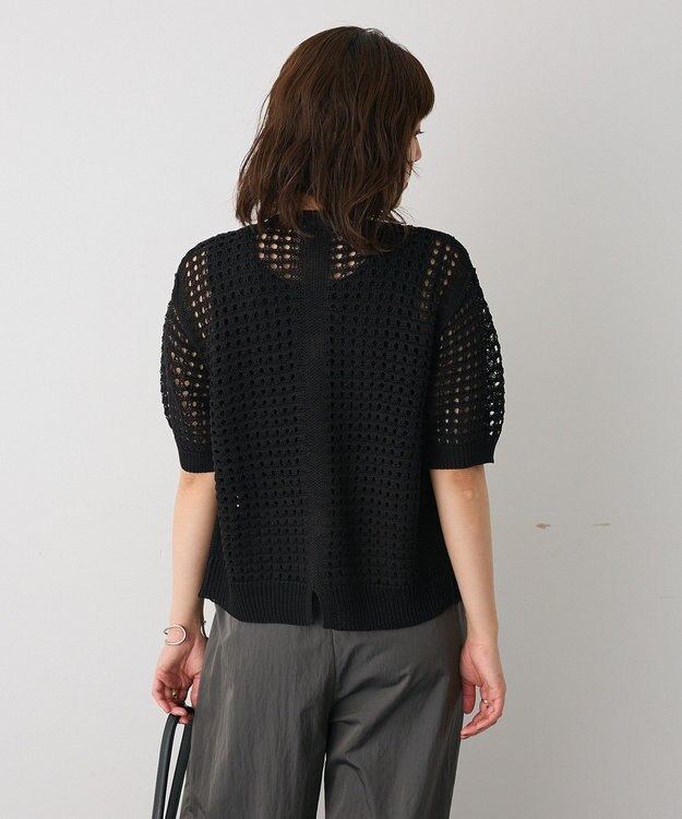 CRAFT STANDARD BOUTIQUE ハーフスリーブメッシュニットカーディガン Black