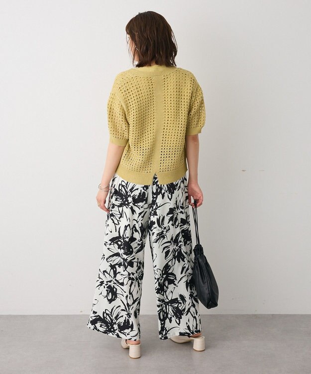 CRAFT STANDARD BOUTIQUE ハーフスリーブメッシュニットカーディガン Light Green