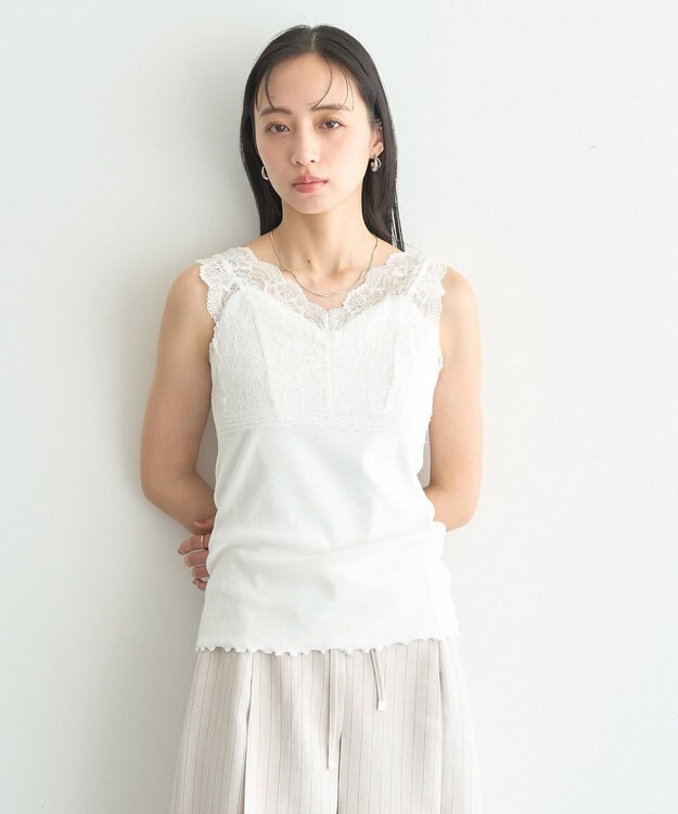 earth music&ecology 前後２ＷＡＹレースタンクトップ Ivory