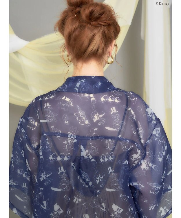 AMERICAN HOLIC 総柄シアーショート丈シャツ／Ｄｉｓｎｅｙ Navy