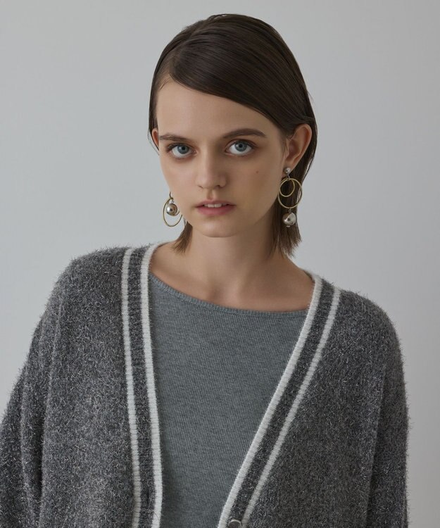 GRACE CONTINENTAL グリッターニットカーディガン グレー