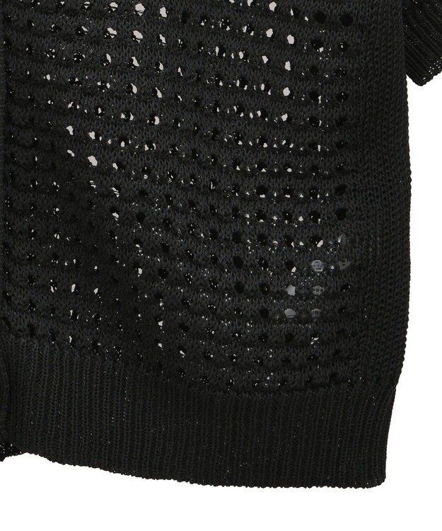 CRAFT STANDARD BOUTIQUE ハーフスリーブメッシュニットカーディガン Black