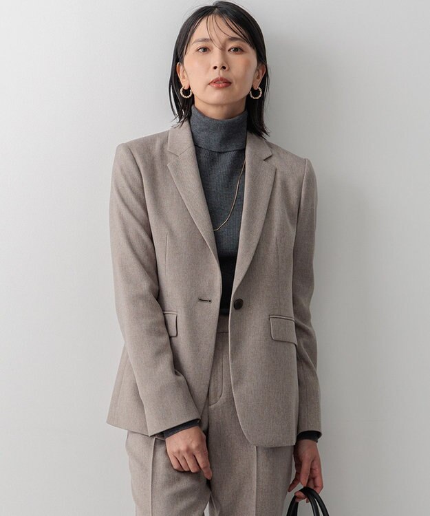23区 【洗える】ウールライクカルゼ  テーラードジャケット ベージュ系