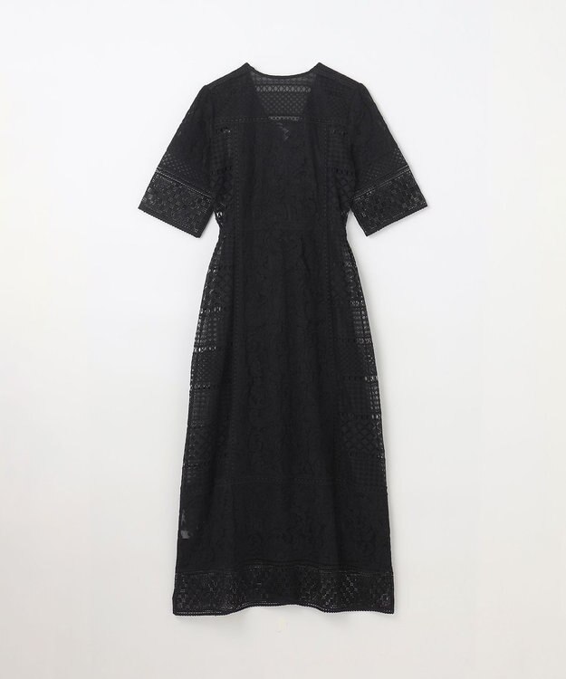 GRACE CONTINENTAL コンビレースVネックワンピース ブラック