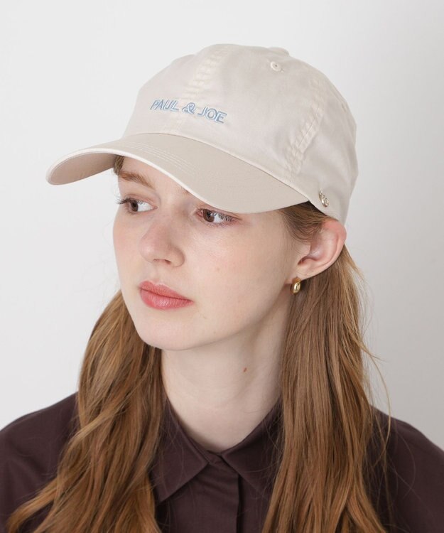 MOONBAT PAUL&JOE ACCESSOIRES(ポール&ジョー）ロゴ入り 深キャップ 帽子 ネコチャーム付 UVカット ホワイト