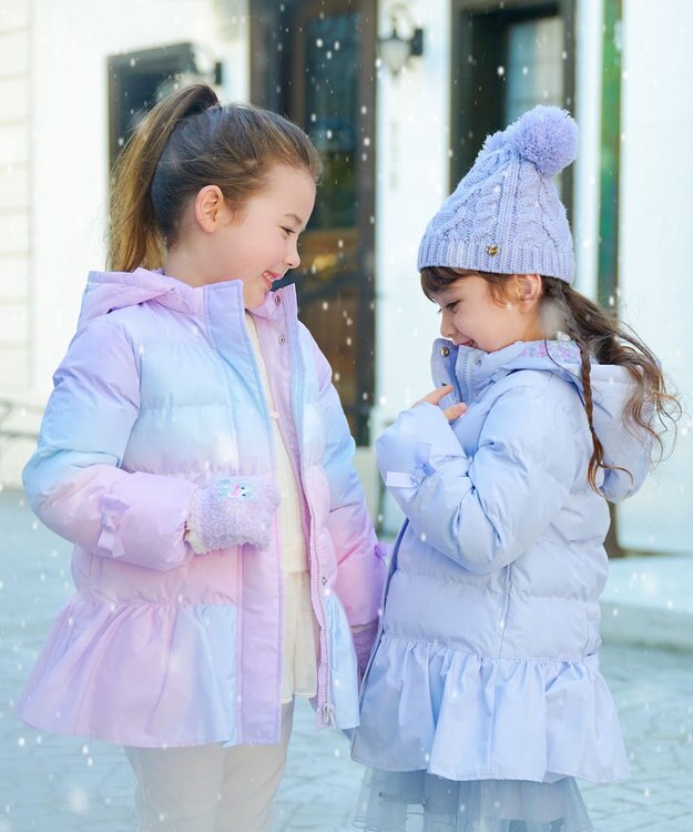 ANY KIDS 【洗濯機OK】中綿リボンコート レインボー