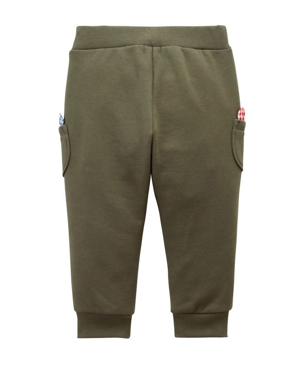 MIKI HOUSE HOT BISCUITS 【80-110cm】 ポケット顔ドン リブ付きスウェットパンツ カーキ