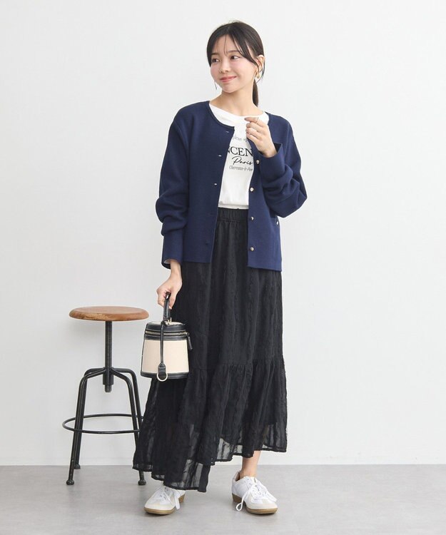 earth music&ecology スポンディッシュポケット付きカーディガン Navy