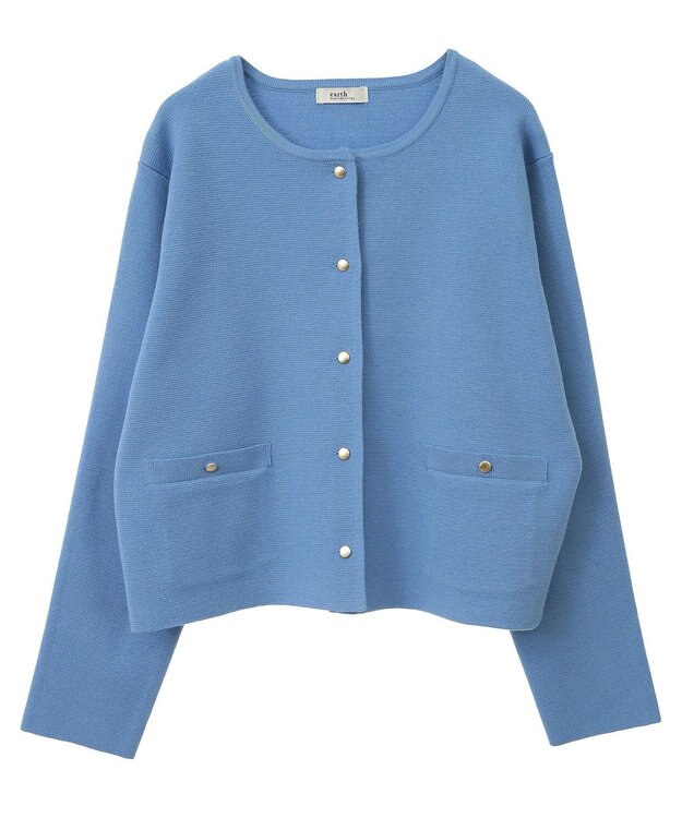 earth music&ecology スポンディッシュポケット付きカーディガン Blue