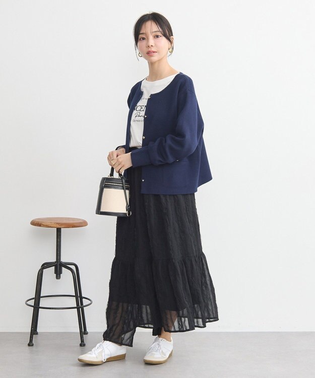 earth music&ecology スポンディッシュポケット付きカーディガン Navy