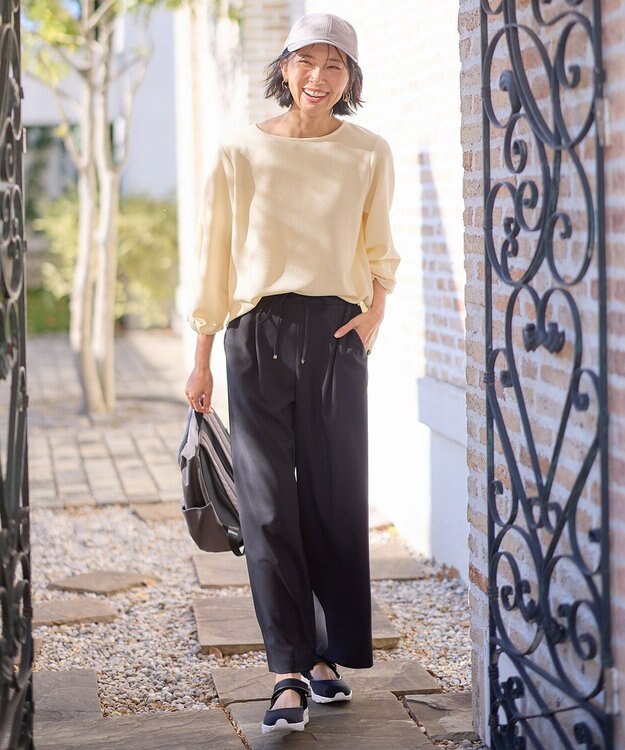 ANY L 【洗濯機可】ジャガード袖ねじりプルオーバー イエロー