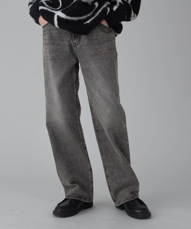 WEGO 【ユニセックス着用ITEM/ウエスト調整可】ストレートデニムパンツ グレーその他