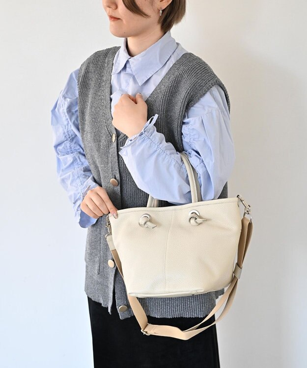 Hekhèr Le Style de Vie 【日本製 / 2WAY】シュリンクレザー ノットハンドバッグ ホワイト