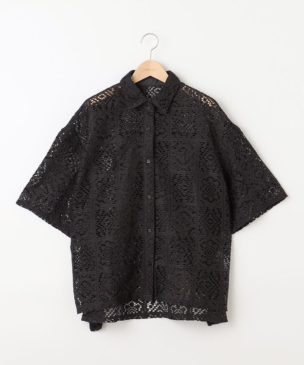 SHARE PARK LADIES オーバーサイズレースシャツ チャコール系