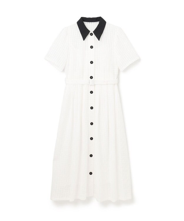 GRACE CONTINENTAL シアーチェックシャツワンピース ホワイト