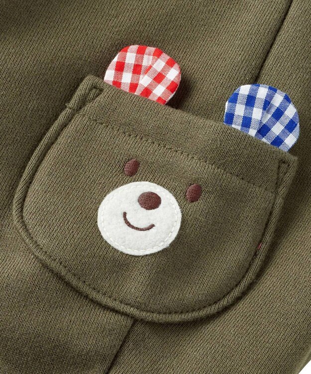 MIKI HOUSE HOT BISCUITS 【80-110cm】 ポケット顔ドン リブ付きスウェットパンツ カーキ