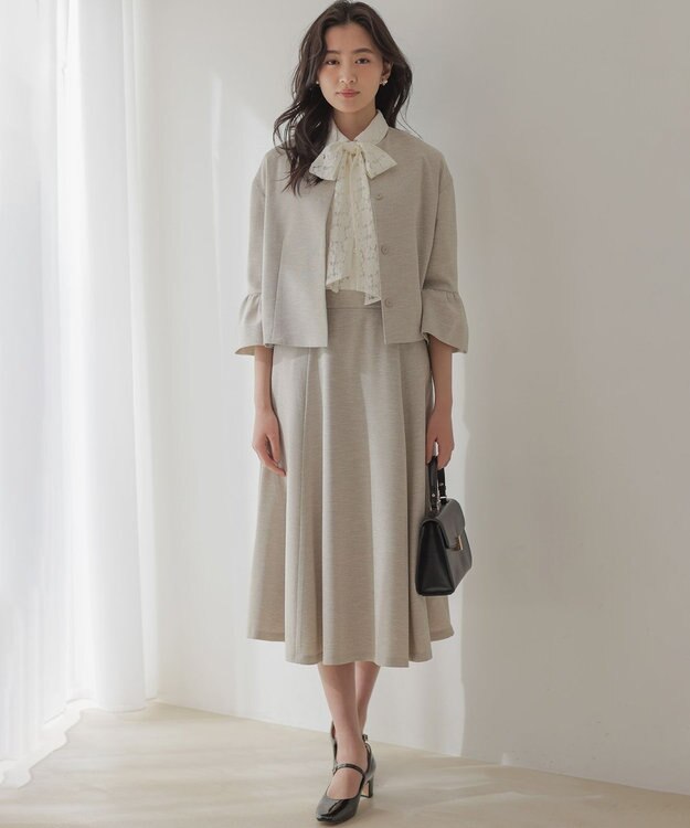 組曲 S ライトリネンライクフレア スカート ベージュ系