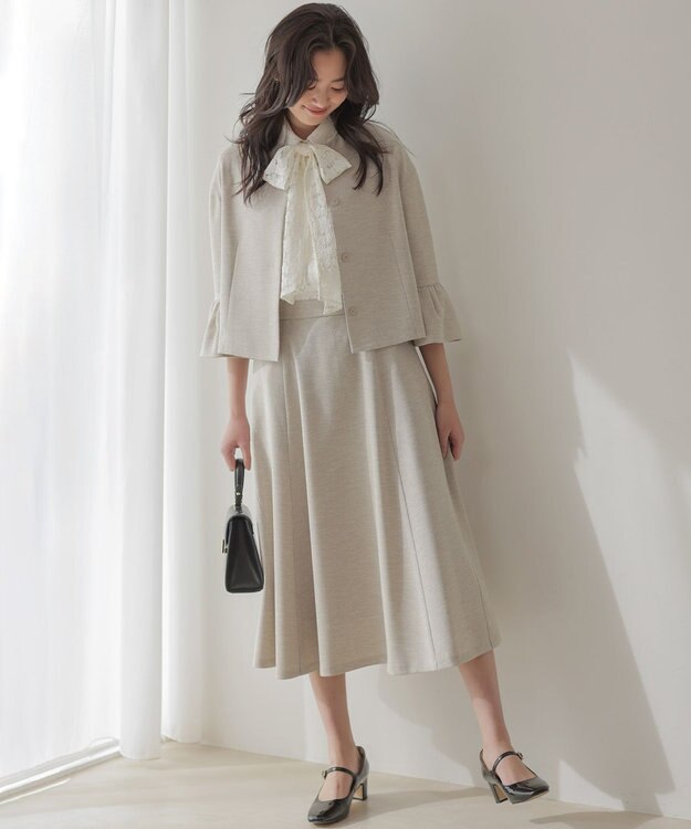 組曲 S ライトリネンライクフレア スカート ベージュ系