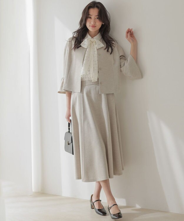 組曲 S ライトリネンライクフレア スカート ベージュ系