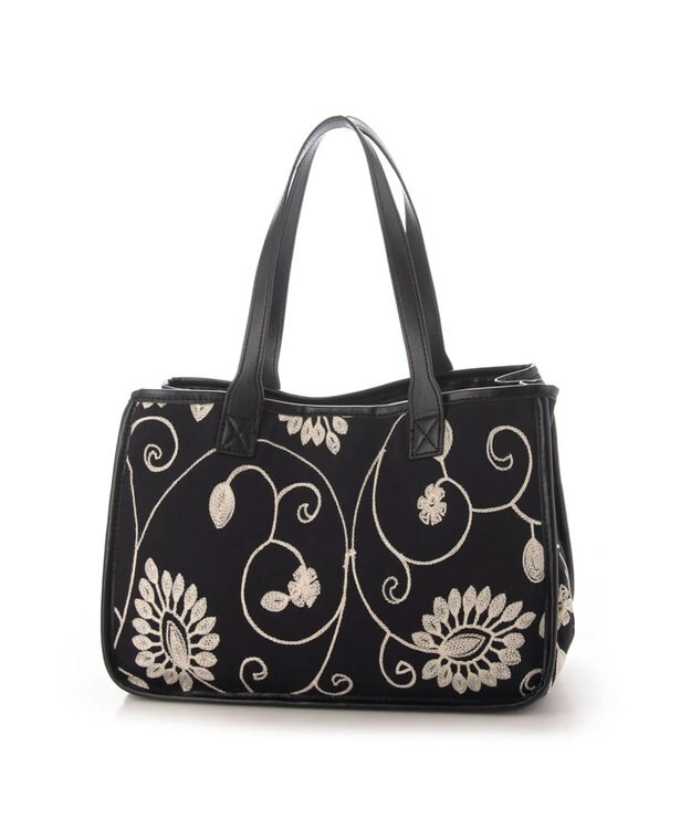 UNBILLION cachecache 刺繍パーテーショントートバッグ ブラック