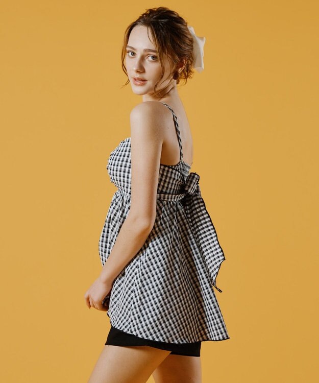 San-ai Resort（三愛水着楽園） 【WEB限定】ペプラムチェック3点セット【Beach Queen（ビーチクイーン）】 ブラック