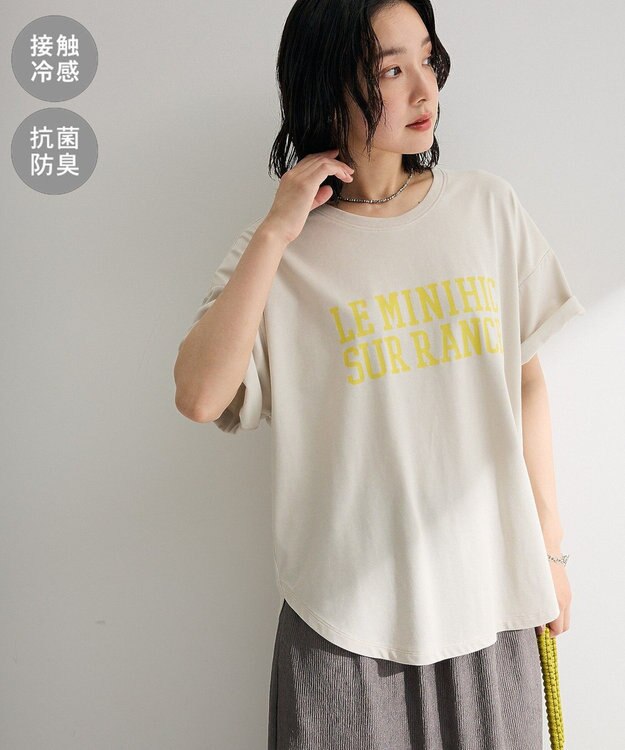Green Parks 裾ラウンド機能ロゴTシャツ Light Beige