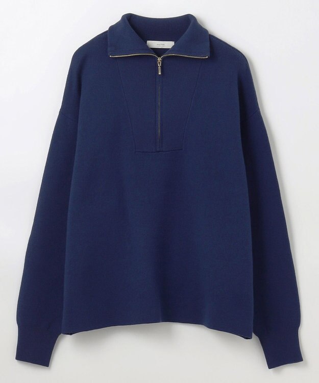 ANY スウェットライクハーフジップニット ブルー