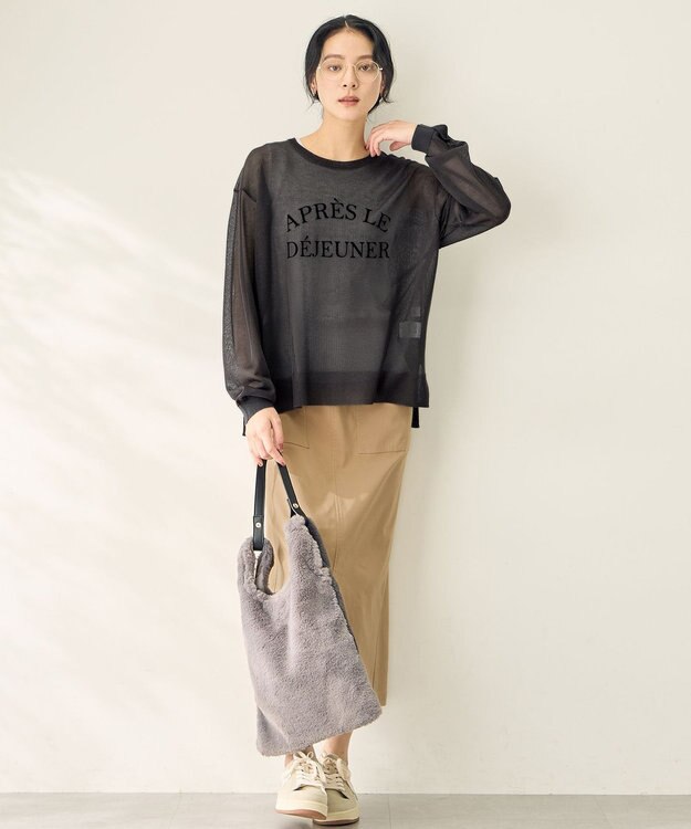 ANY L 【2SET】シアーロゴニット×タンクトップセット スレート