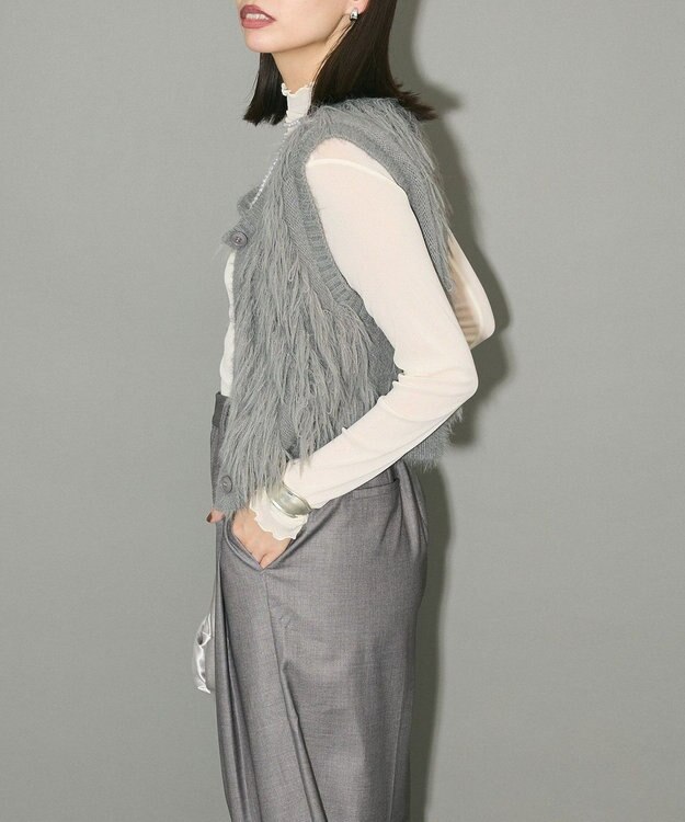 Green Parks フェザーニットベスト Gray