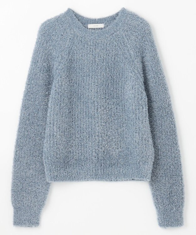 ANY カーリーファンシーニット ブルー