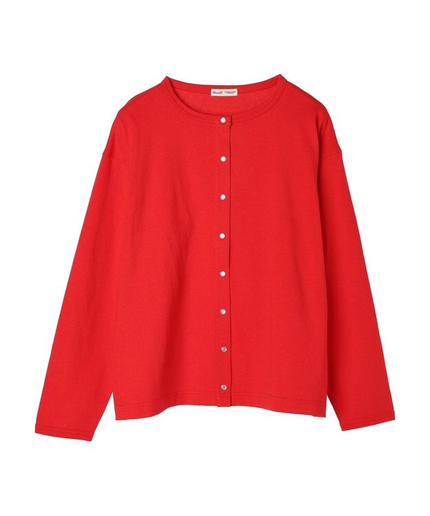 CRAFT STANDARD BOUTIQUE ウ゛ィンテージ風天竺　パール釦クルーカーデＬ／Ｓ Red