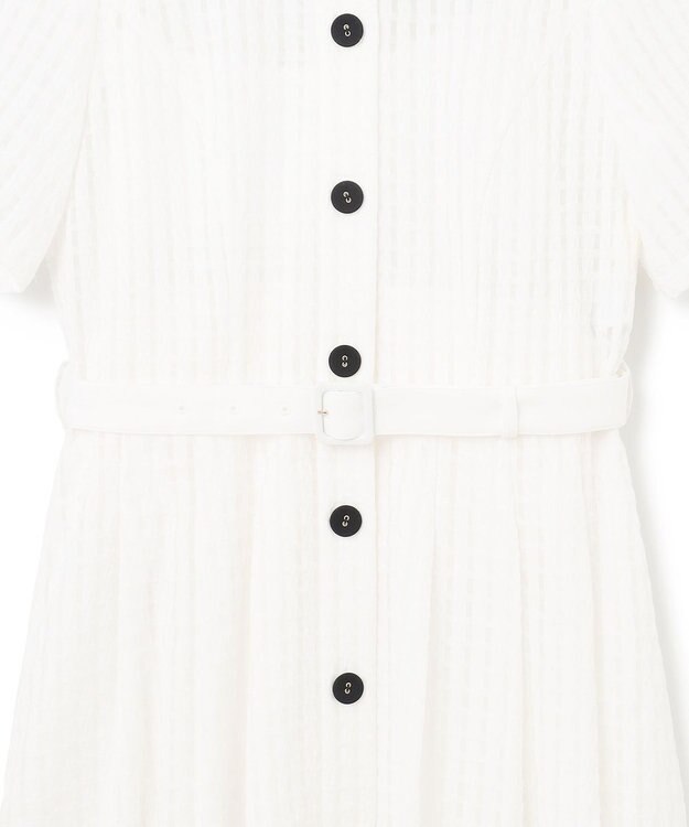 GRACE CONTINENTAL シアーチェックシャツワンピース ホワイト