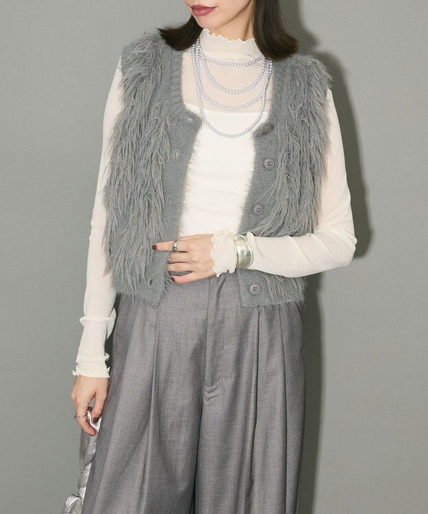Green Parks フェザーニットベスト Gray