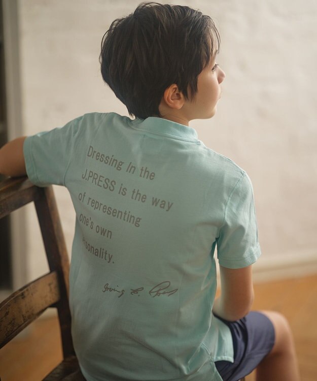 J.PRESS KIDS 【140-170cm】J.エンブロイダリーバックプリント Ｔシャツ サックスブルー系