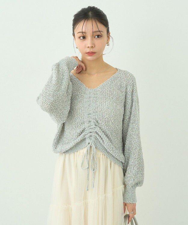 earth music&ecology ドロストニットプルオーバー Gray Mixture