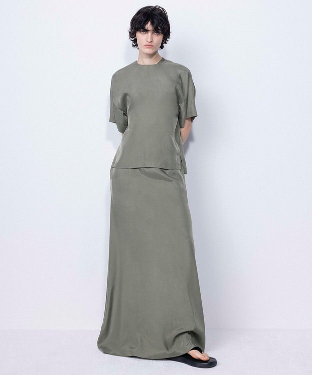 NAVE 【ReNAVE・セットアップ可/洗える/UVケア/接触冷感】フィブリルシャンブレー Tブラウス カーキ系