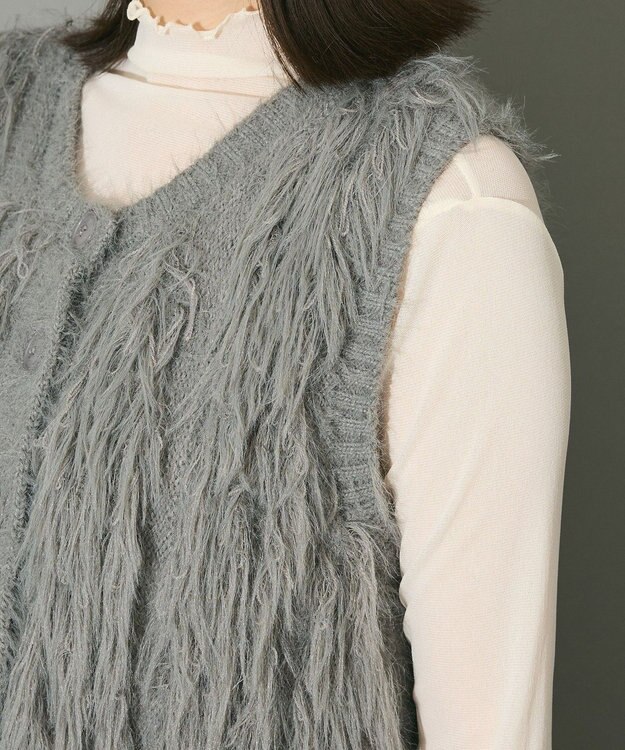 Green Parks フェザーニットベスト Gray